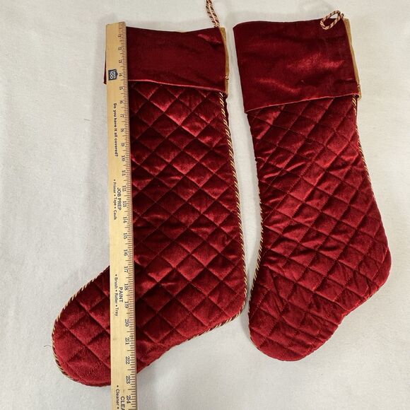 Vintage VILLA BACCI Christmas Stocking Red Gold Satin Buttons and Jingle Bells - Picture 4 of 8